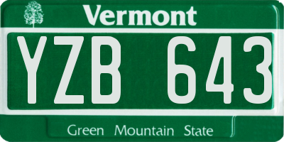 VT license plate YZB643
