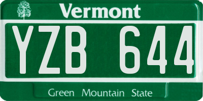 VT license plate YZB644