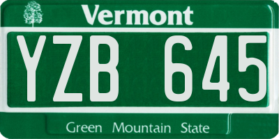 VT license plate YZB645