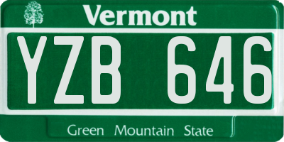 VT license plate YZB646