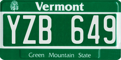 VT license plate YZB649