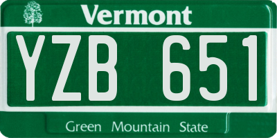 VT license plate YZB651