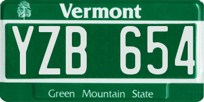 VT license plate YZB654