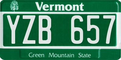 VT license plate YZB657