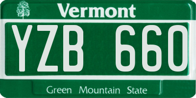VT license plate YZB660