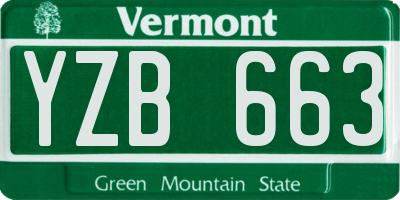 VT license plate YZB663