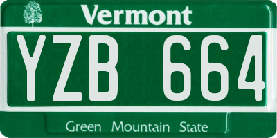 VT license plate YZB664