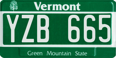 VT license plate YZB665