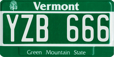 VT license plate YZB666