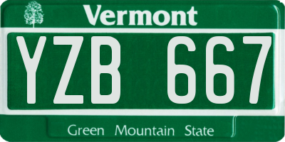 VT license plate YZB667
