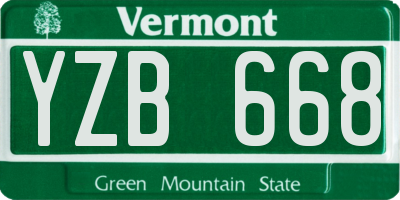 VT license plate YZB668