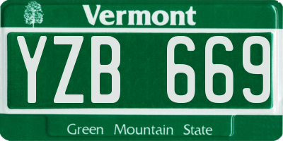 VT license plate YZB669