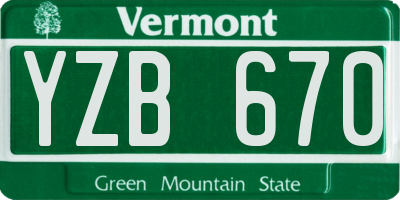 VT license plate YZB670
