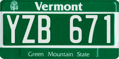 VT license plate YZB671