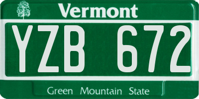 VT license plate YZB672