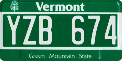 VT license plate YZB674