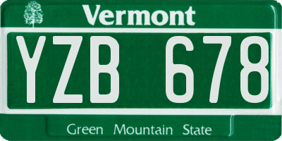 VT license plate YZB678