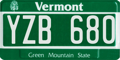 VT license plate YZB680