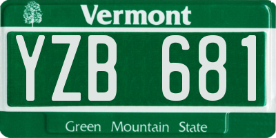 VT license plate YZB681