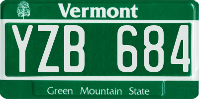 VT license plate YZB684