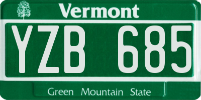 VT license plate YZB685