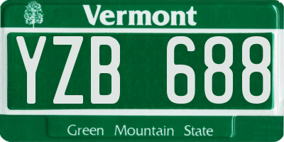 VT license plate YZB688