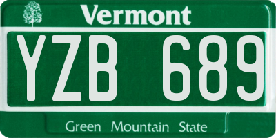 VT license plate YZB689