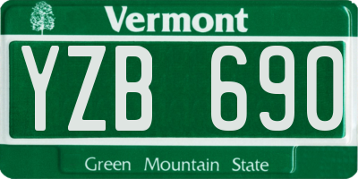 VT license plate YZB690