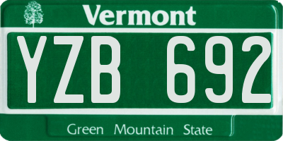VT license plate YZB692