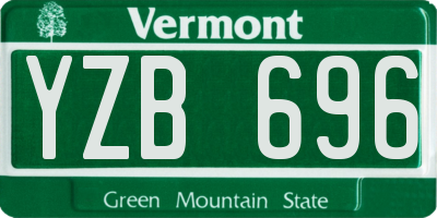 VT license plate YZB696