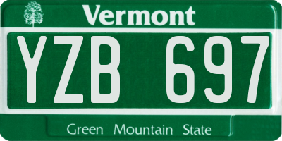 VT license plate YZB697