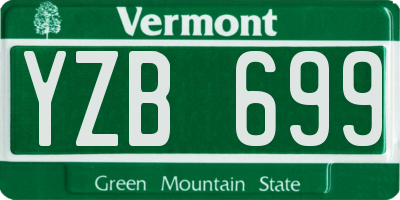 VT license plate YZB699