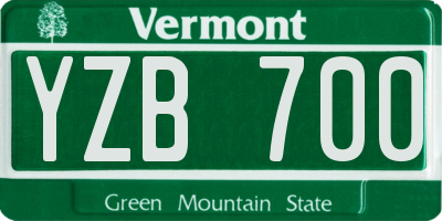 VT license plate YZB700