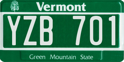 VT license plate YZB701