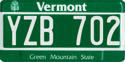 VT license plate YZB702