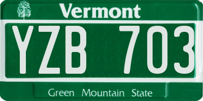 VT license plate YZB703