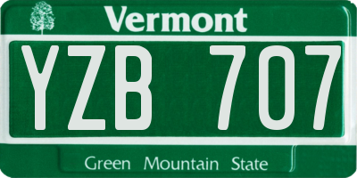 VT license plate YZB707