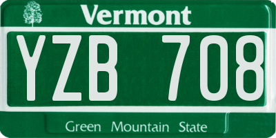 VT license plate YZB708