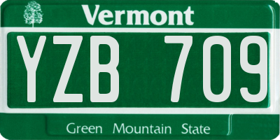 VT license plate YZB709