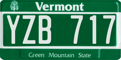 VT license plate YZB717