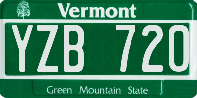 VT license plate YZB720