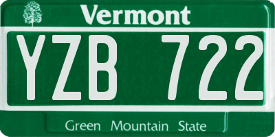 VT license plate YZB722