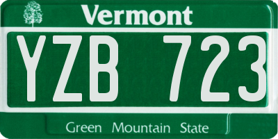VT license plate YZB723