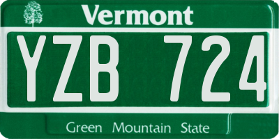 VT license plate YZB724
