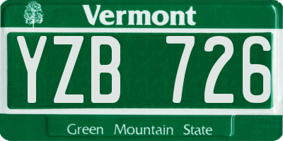 VT license plate YZB726