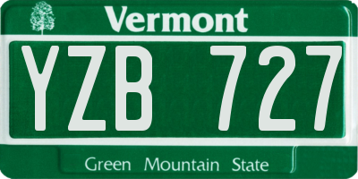 VT license plate YZB727