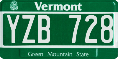 VT license plate YZB728