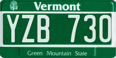 VT license plate YZB730
