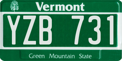 VT license plate YZB731