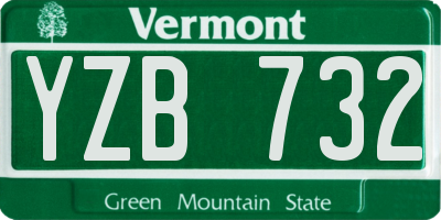 VT license plate YZB732